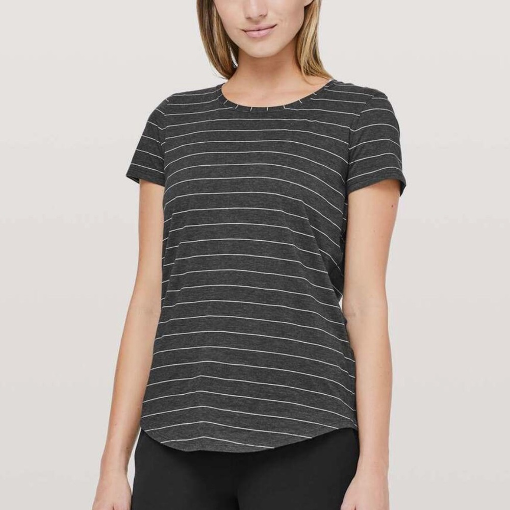 Lululemon Love Crew III Short Serve Stripe Heathered Black White